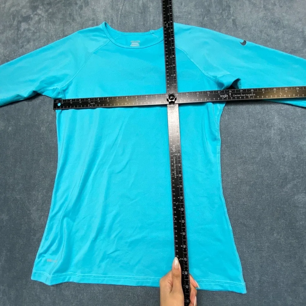 Nike Pro Dri Fit Training Shirt Mens Large Blue Swoosh Logo Raglan Sleeve Sports